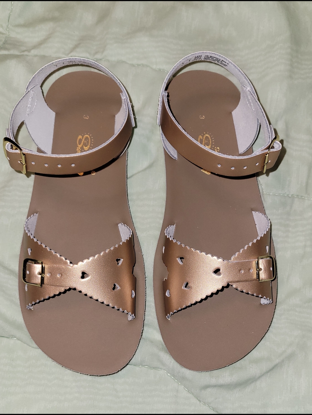 San-Sun Rose Gold Sweetheart Leather Sandals
